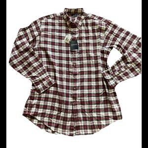 NWT Vintage Arrow Flannel Red Plaid Long Sleeve Button Up Shirt Men’s XL Tall